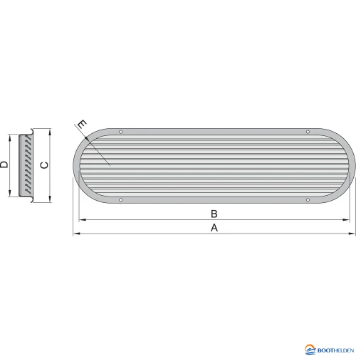 Vetus SSV125 Ventilatiepoort 125pk RVS, aluminium 730x178mm-2