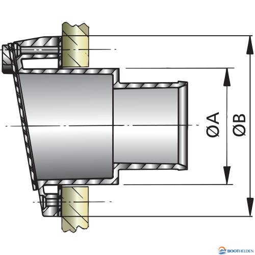 VETUS uitlaat-spiegeldoorvoer met terugslagklep