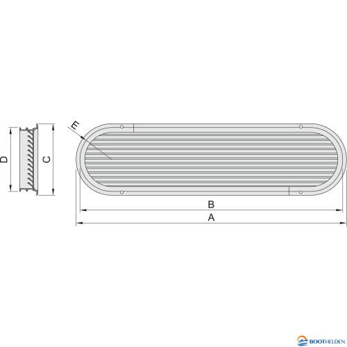 Vetus ASV020A Ventilatiepoort 20pk aluminium 280x97mm-2