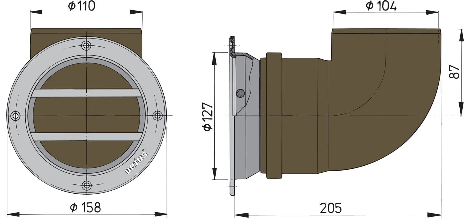 Vetus ERV110A Luchtaanzuigpoort rond met draaibare aansluiting-2