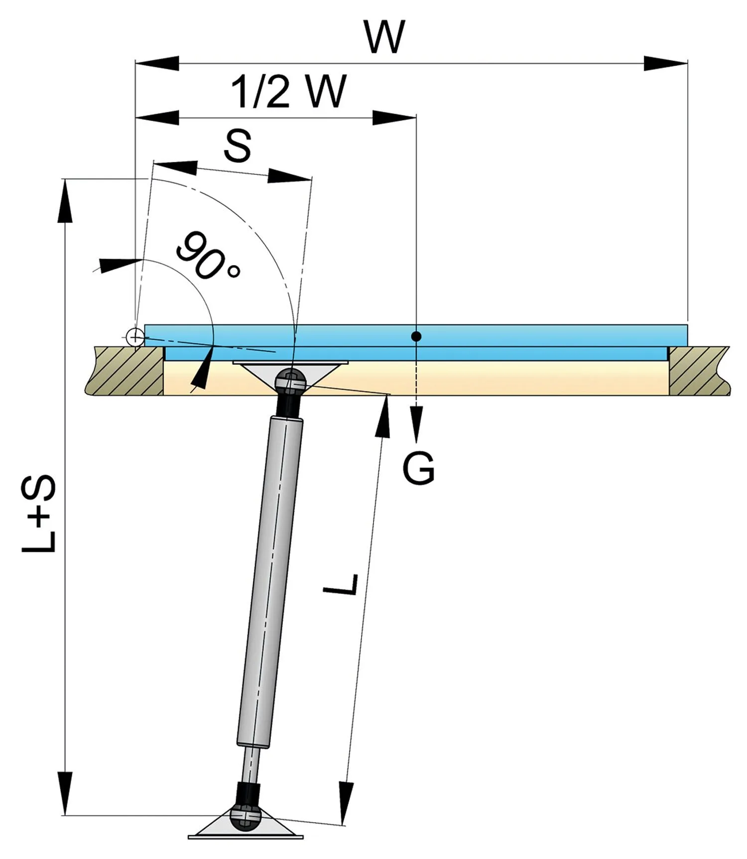 Vetus GASSP51 Gasdrukveer 270N RVS 305-510mm-3