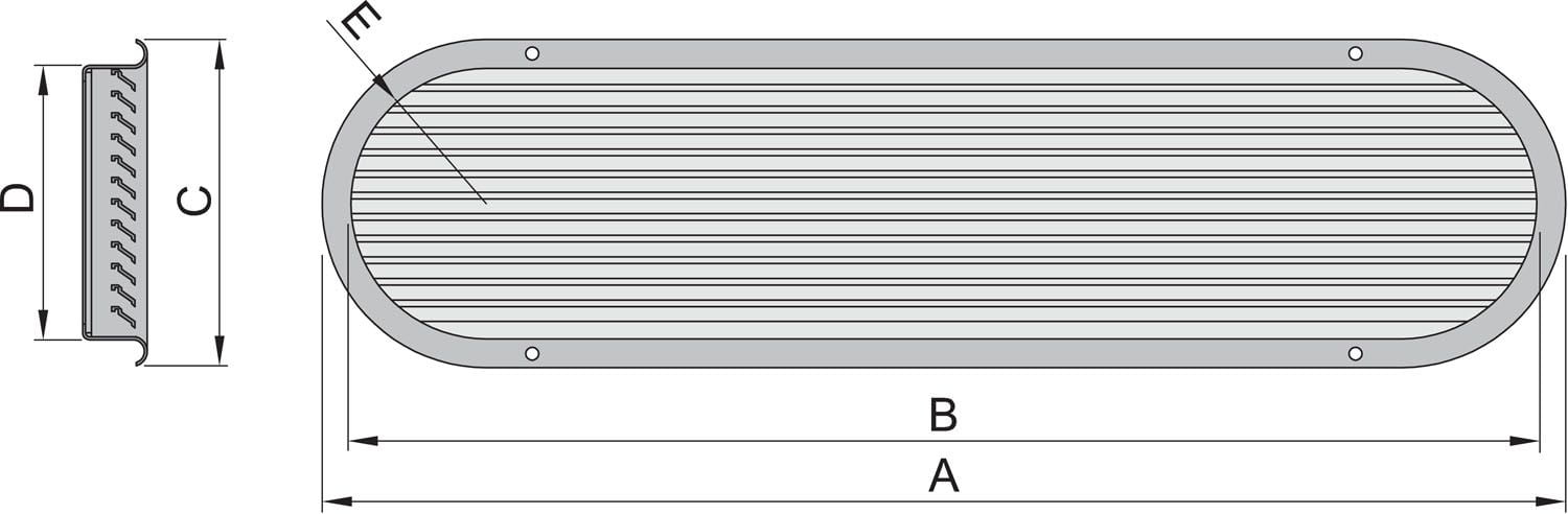 Vetus SSV100 Ventilatiepoort 100pk RVS, aluminium 710x152mm-2
