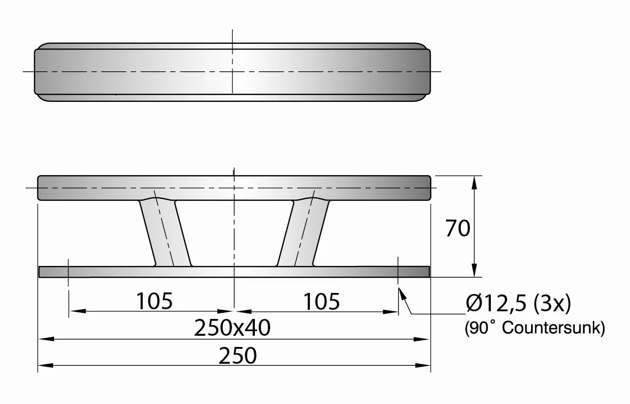Vetus TAURUS07 Kikker RVS met voetplaat 250x40mm 3600 kgf-2